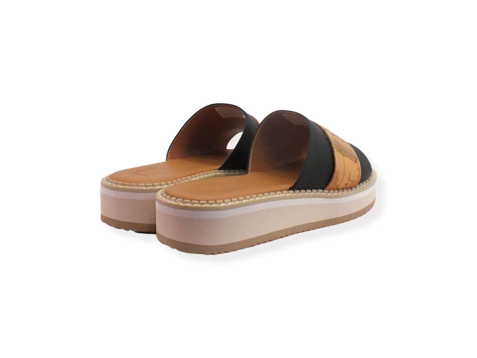 ALVIERO MARTINI 1° CLASSE Ciabatta Fascia Geo Black Beige N1173-0326 - Sandrini Calzature e Abbigliamento