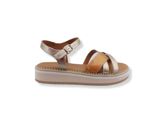 ALVIERO MARTINI 1° CLASSE Sandalo Listini Caviglia Gold Pink Geo Beige N1181-1372 - Sandrini Calzature e Abbigliamento