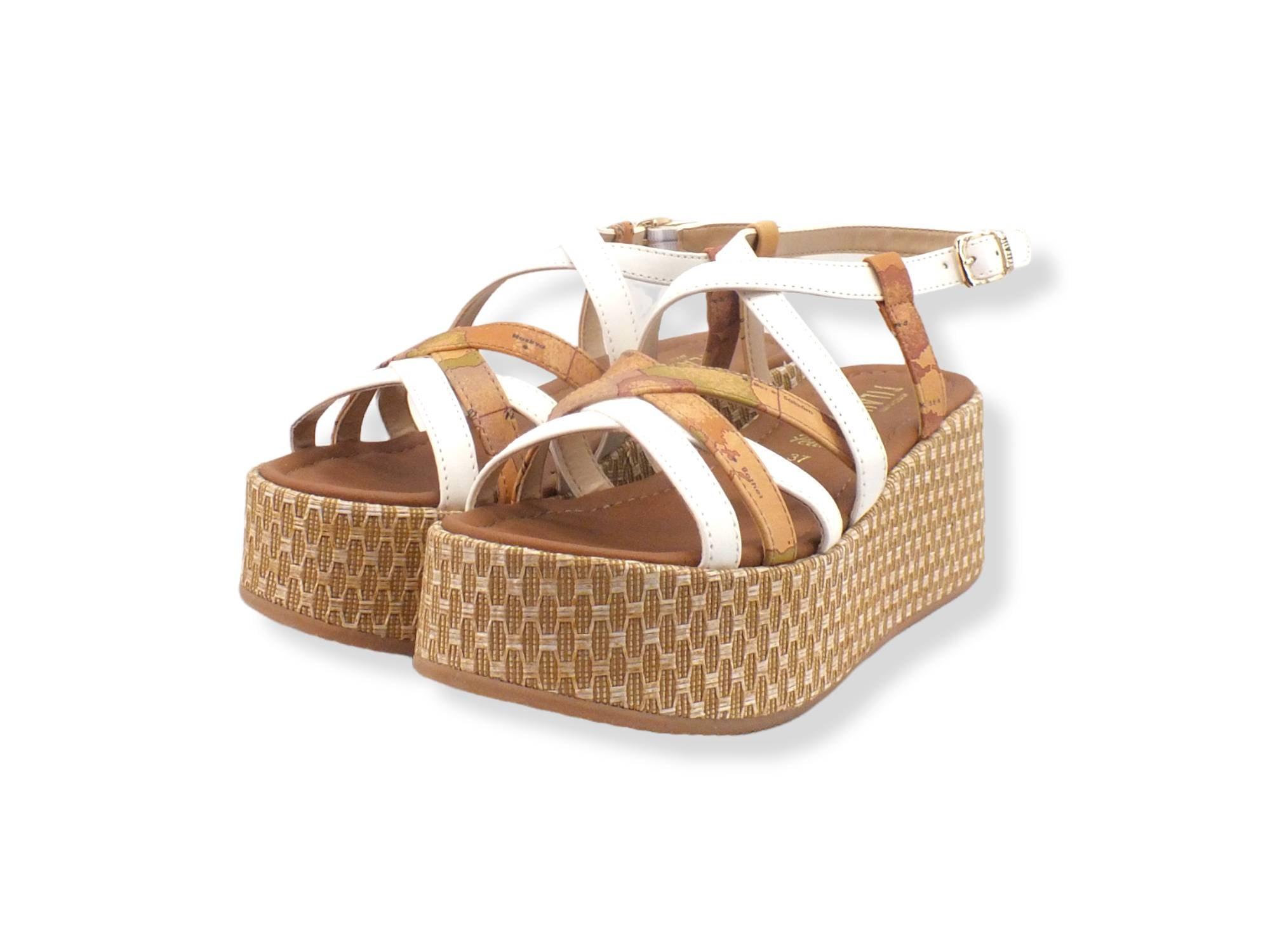ALVIERO MARTINI 1° CLASSE Sandalo Zeppa Bicolor White Beige N1250-0371 - Sandrini Calzature e Abbigliamento
