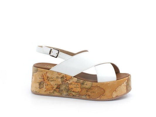 ALVIERO MARTINI 1° CLASSE Sandalo Zeppa Geo Fasce White N1253-0371 - Sandrini Calzature e Abbigliamento