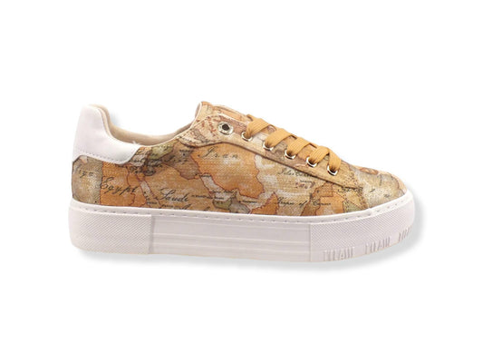 ALVIERO MARTINI 1° CLASSE Sneaker Beige Geo Lamè Retro White N1142-0211 - Sandrini Calzature e Abbigliamento