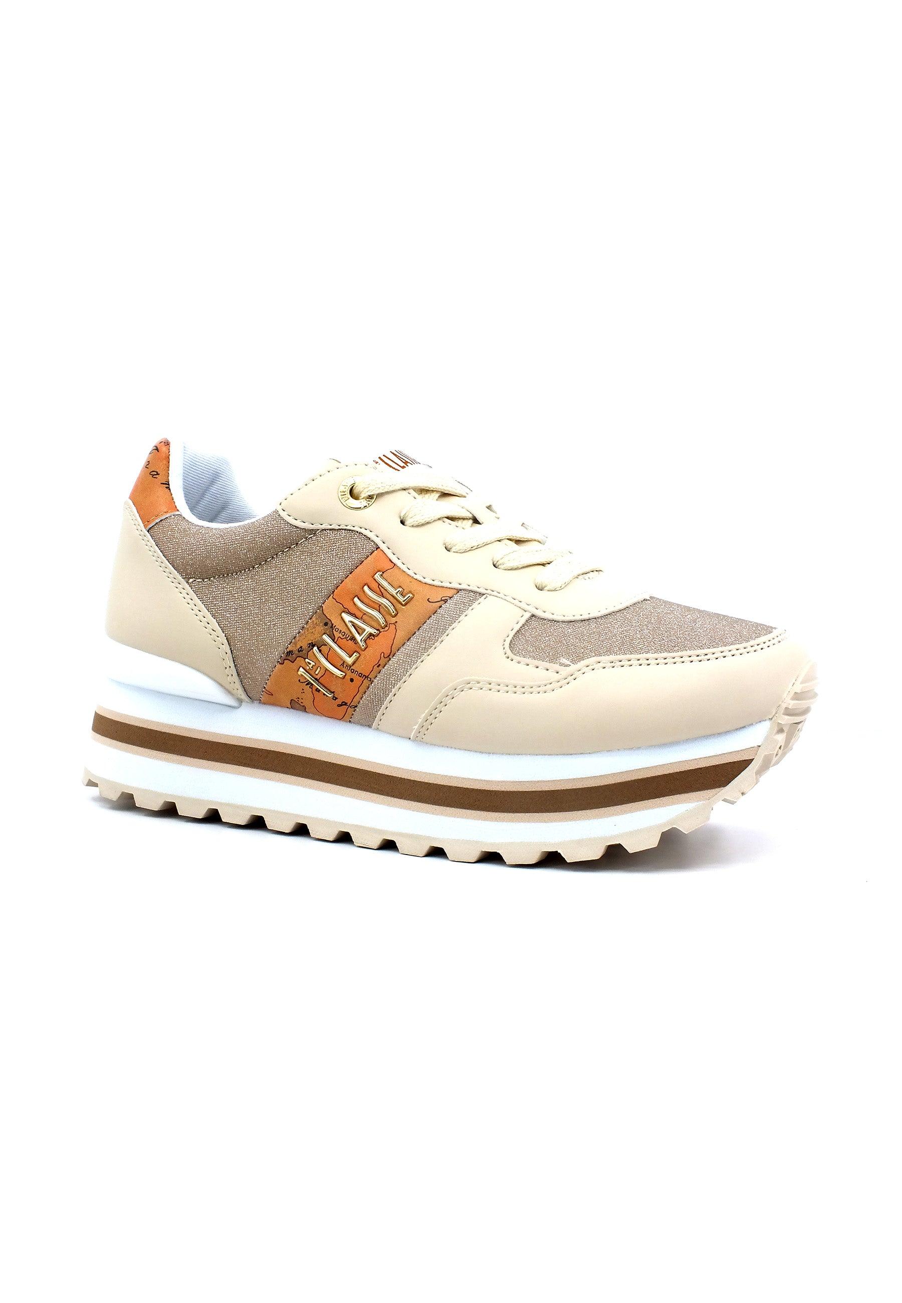 ALVIERO MARTINI 1° CLASSE Sneaker Glitter Donna Beige Geo N1521-0208 - Sandrini Calzature e Abbigliamento