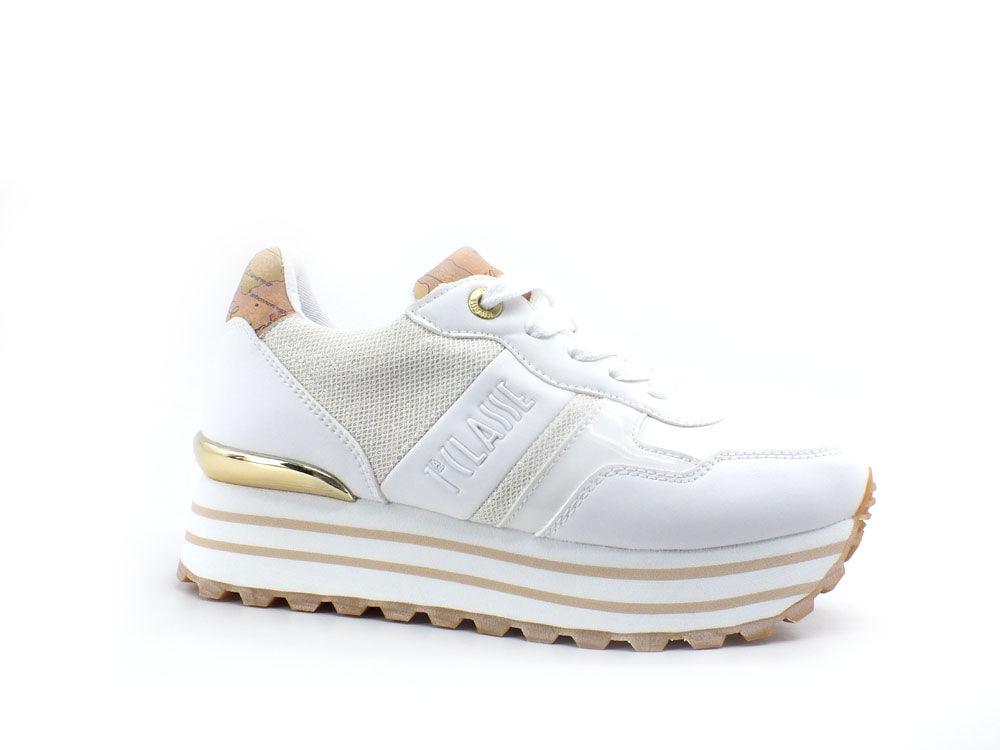 ALVIERO MARTINI 1° CLASSE Sneaker Glitter Logo White Beige Geo N1169-0558 - Sandrini Calzature e Abbigliamento