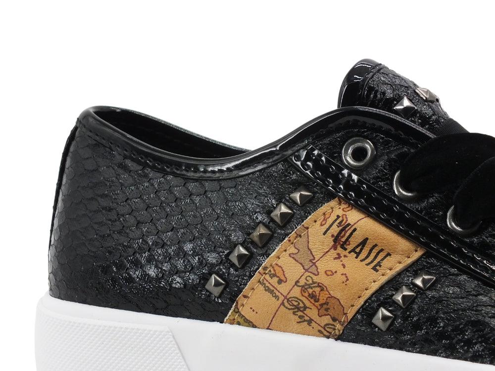 ALVIERO MARTINI 1A CLASSE Sneaker Pelle Cocco Banda Geo Black ZA072-213A - Sandrini Calzature e Abbigliamento