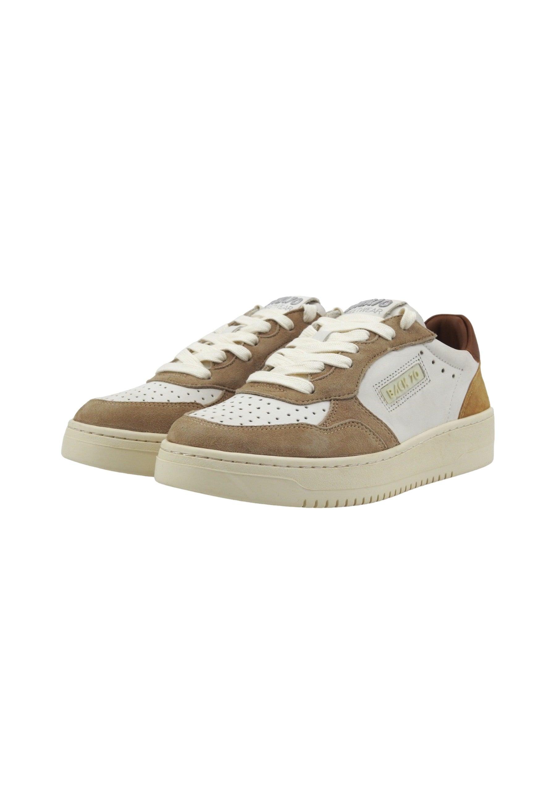 BACK70 Slam MV4 Sneaker Donna Cream Cuoio 108001-000704 - Sandrini Calzature e Abbigliamento