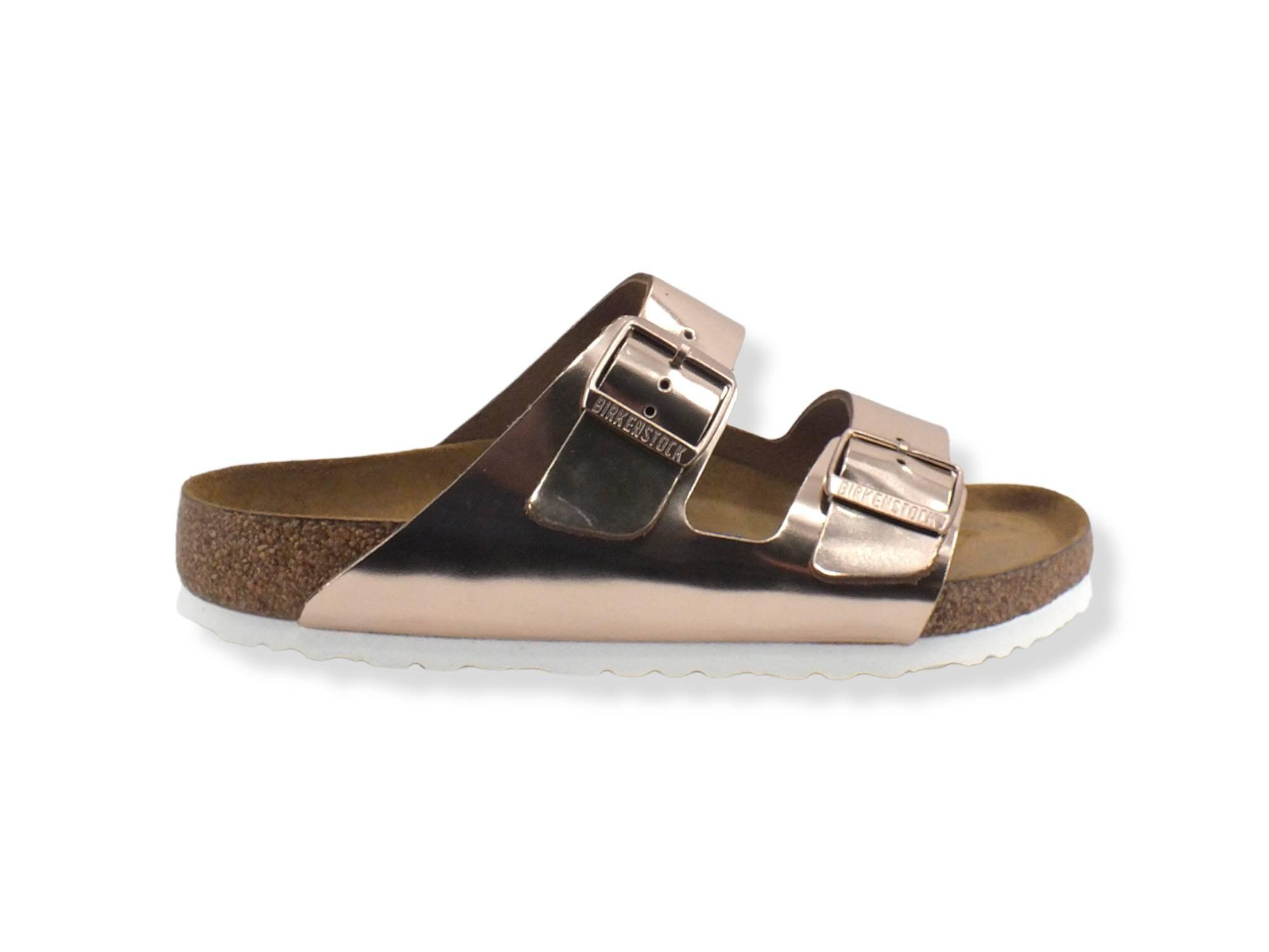 BIRKENSTOCK Arizona Ciabatta Fibbie Donna Metallic Rosa Copper 0952091 - Sandrini Calzature e Abbigliamento