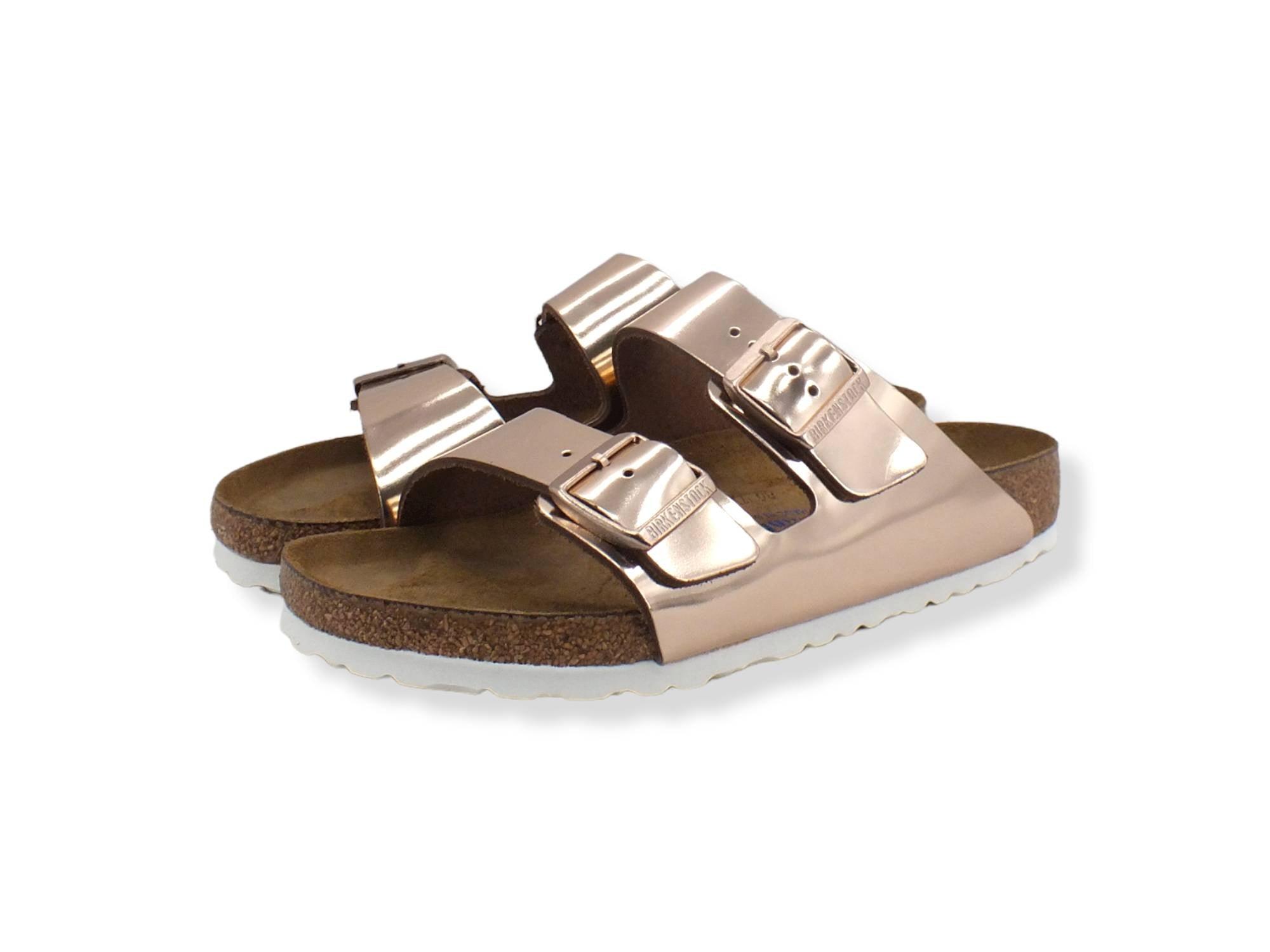 BIRKENSTOCK Arizona Ciabatta Fibbie Donna Metallic Rosa Copper 0952091 - Sandrini Calzature e Abbigliamento