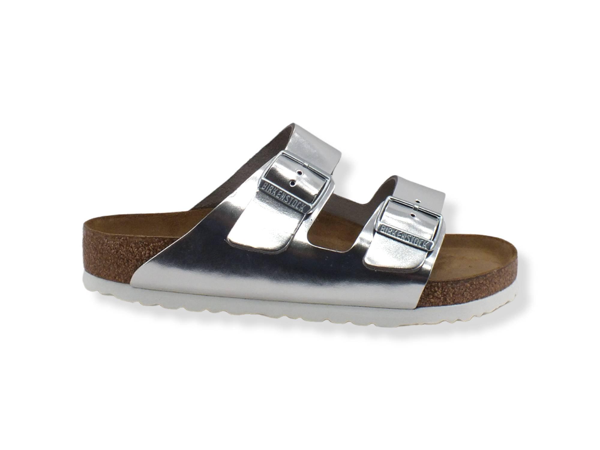 BIRKENSTOCK Arizona Ciabatta Fibbie Donna Metallic Silver 1005960 - Sandrini Calzature e Abbigliamento