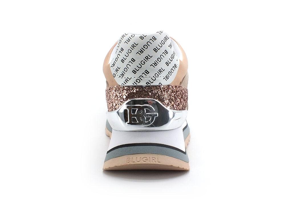 BLUGIRL Blumarine Babe 02 Sneaker Glitter Silver Nude Rosa 6A2515TX239 - Sandrini Calzature e Abbigliamento