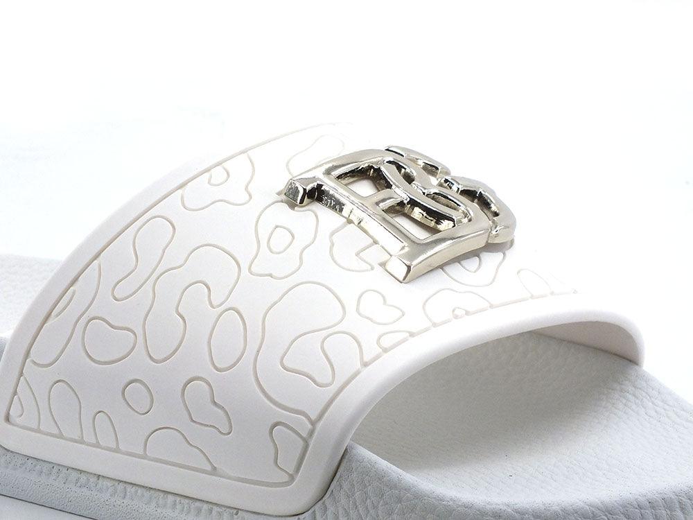BLUGIRL Blumarine Chic 1 Ciabatta Slipper Logo White Bianco Gold 6A2501EX028 - Sandrini Calzature e Abbigliamento