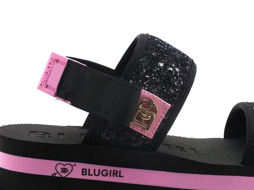 BLUGIRL Blumarine Lovely 03 Sandalo Glitter Black Pink Nero 6A2507TX241 - Sandrini Calzature e Abbigliamento
