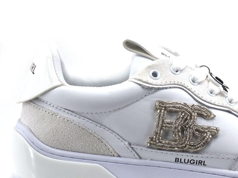 BLUGIRL Blumarine Wow 01 Sneaker Suede Bianco White 6A2509PX245 - Sandrini Calzature e Abbigliamento