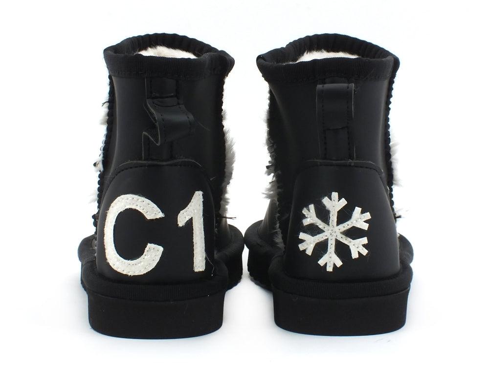 C1BERIAN Boot Montone Nero Bianco A102 BOOT - Sandrini Calzature e Abbigliamento