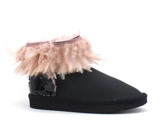 C1BERIAN Boot Montone Piume Nero Rosa A111 BIRD - Sandrini Calzature e Abbigliamento