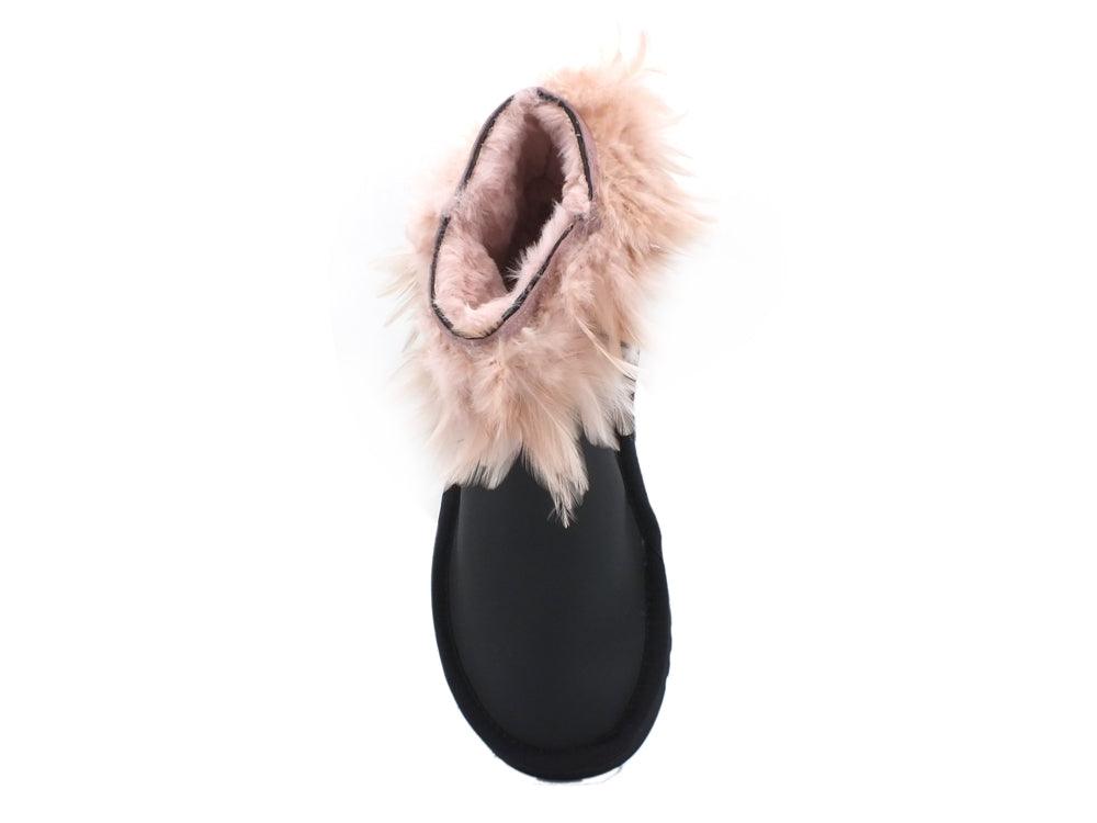 C1BERIAN Boot Montone Piume Nero Rosa A111 BIRD - Sandrini Calzature e Abbigliamento