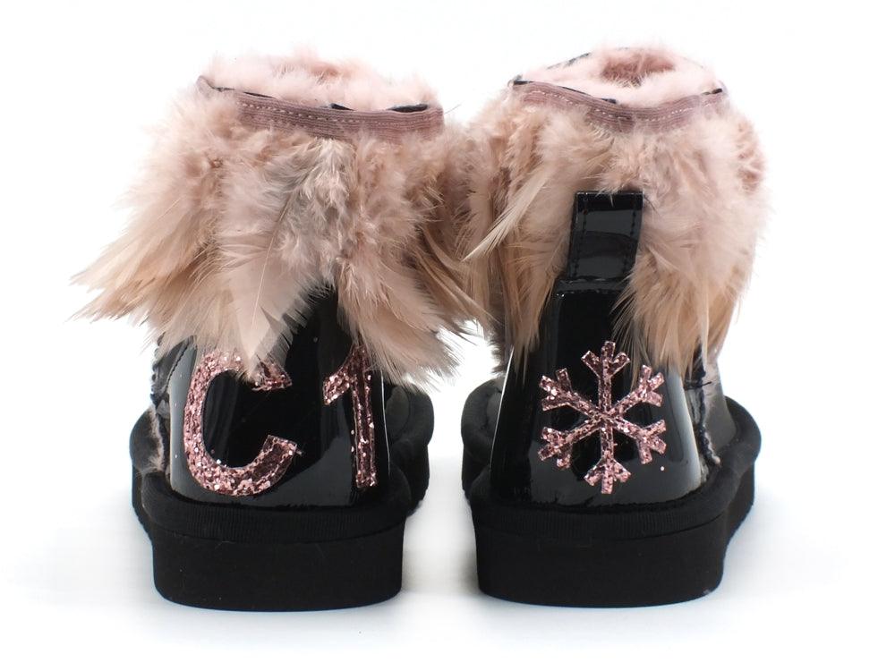 C1BERIAN Boot Montone Piume Nero Rosa A111 BIRD - Sandrini Calzature e Abbigliamento
