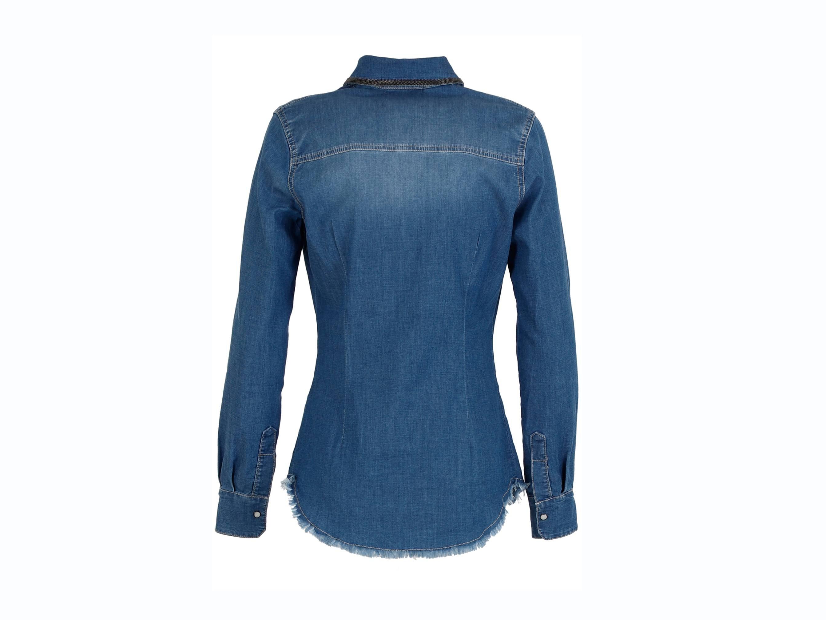 CAFENOIR Camicia Jeans Profili Borchie Blu Medio Chiaro JJ6260 - Sandrini Calzature e Abbigliamento