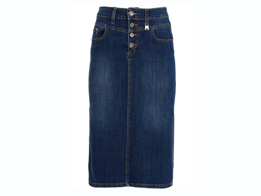 CAFENOIR Gonna Midi Jeans Blu Medio Scuro JJ6230 - Sandrini Calzature e Abbigliamento