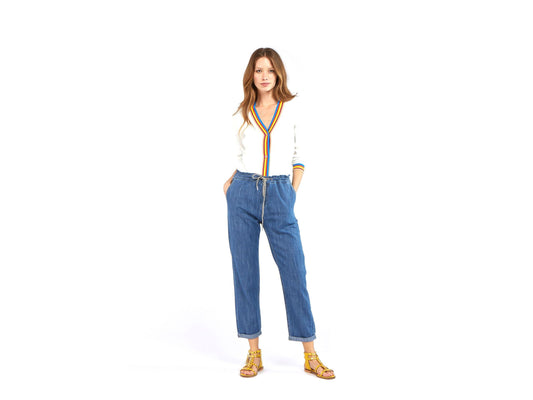 CAFENOIR Jeans Sportivo Coulisse Pantalone Blu Medio Chiaro JP0031 - Sandrini Calzature e Abbigliamento