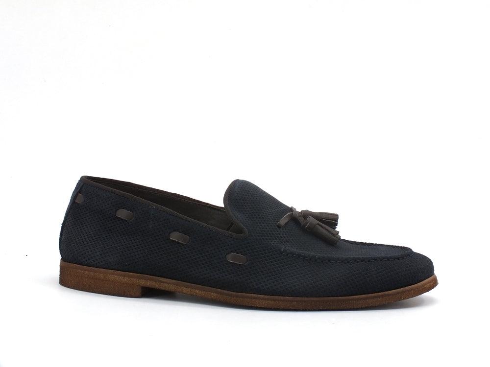 CAFENOIR Mocassino Nabuk Traforato Pelle Blu RE6210 - Sandrini Calzature e Abbigliamento