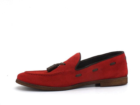 CAFENOIR Mocassino Nabuk Traforato Pelle Rosso RE6210 - Sandrini Calzature e Abbigliamento