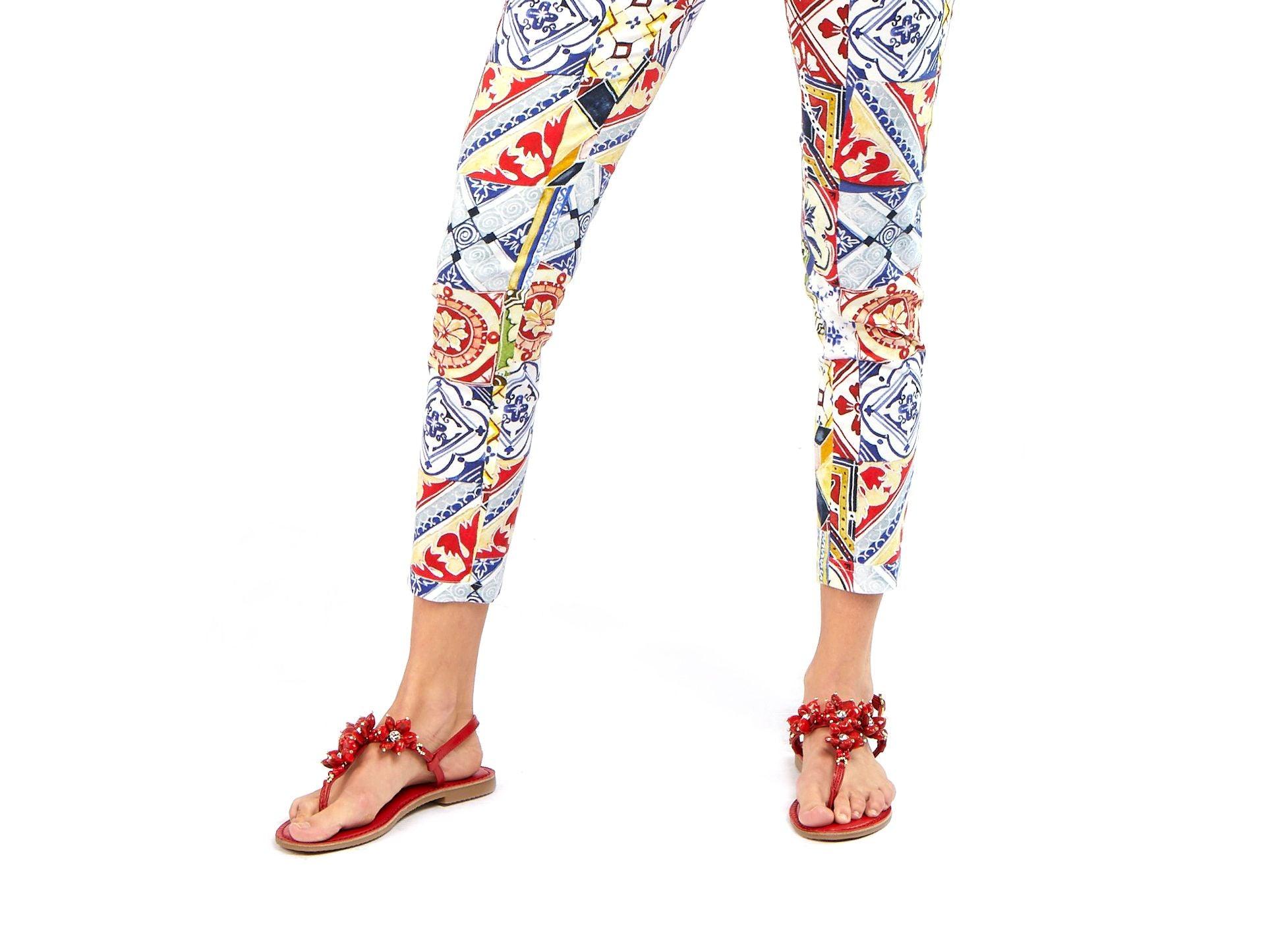 CAFENOIR Pantalone Sigaretta Fantasia Floreale Maiolica JP0032 - Sandrini Calzature e Abbigliamento