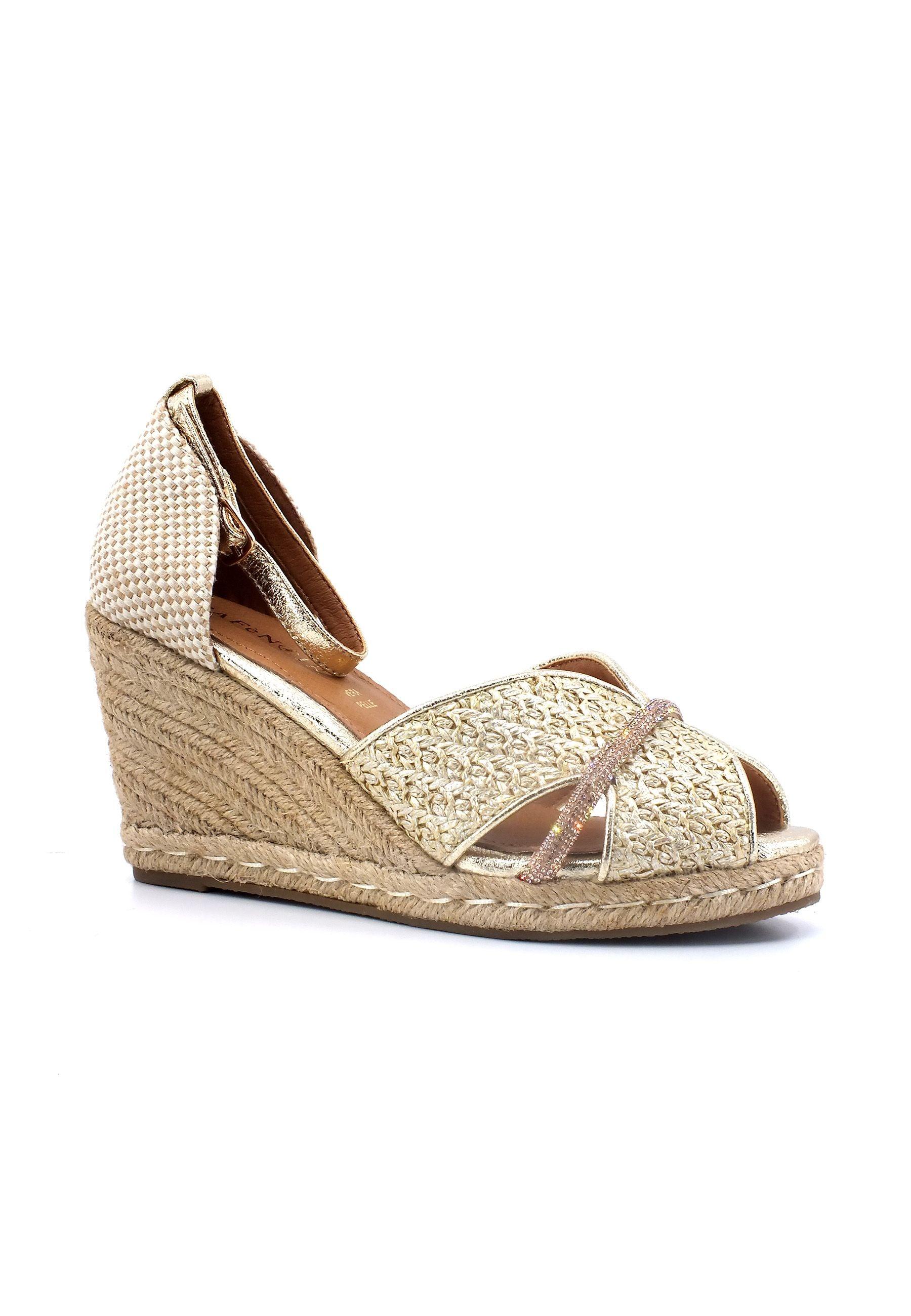 CAFENOIR Sandalo Zeppa Corda Donna Oro Platino HF9001 - Sandrini Calzature e Abbigliamento