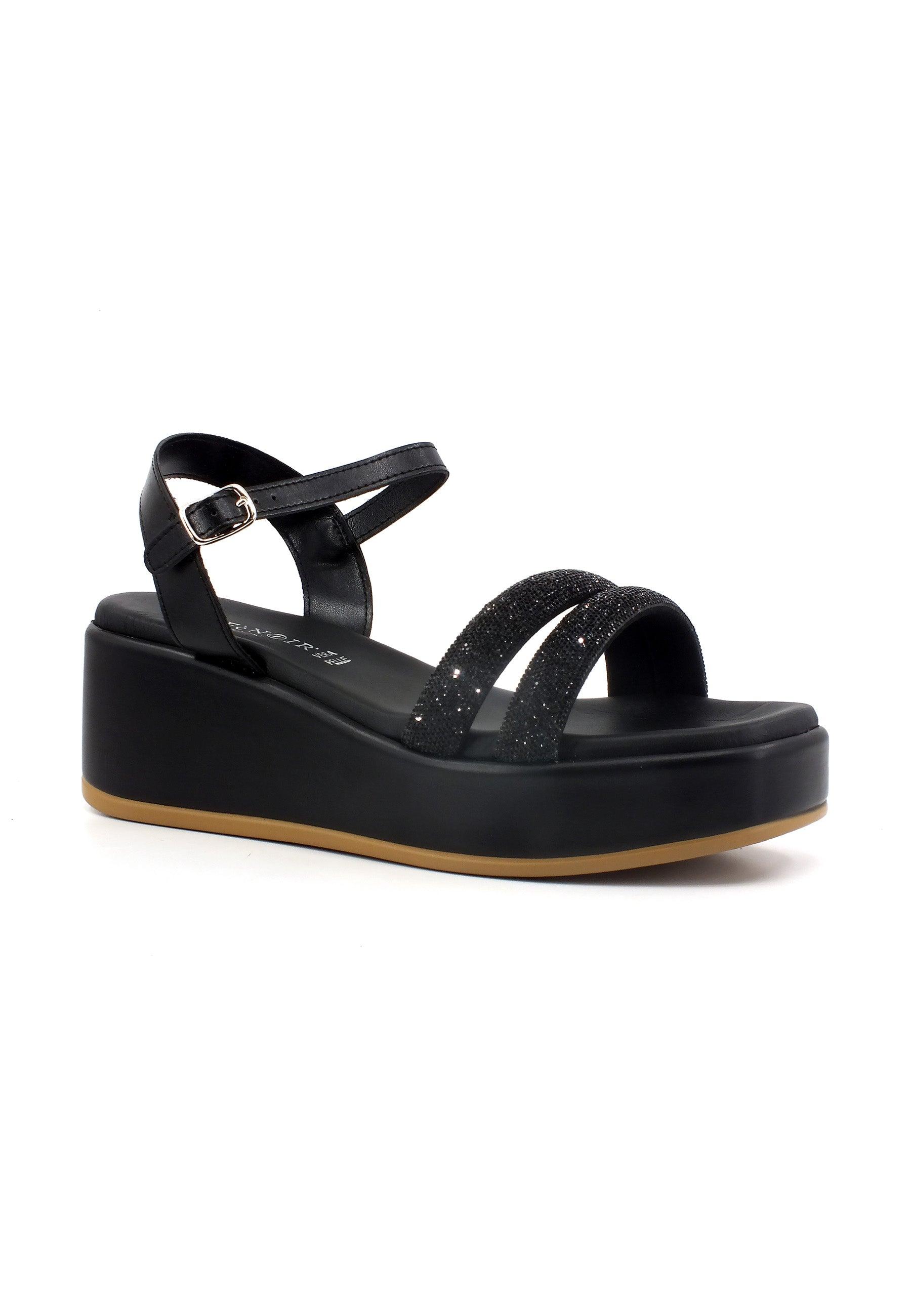 CAFENOIR Sandalo Zeppa Donna Nero HB9051 - Sandrini Calzature e Abbigliamento
