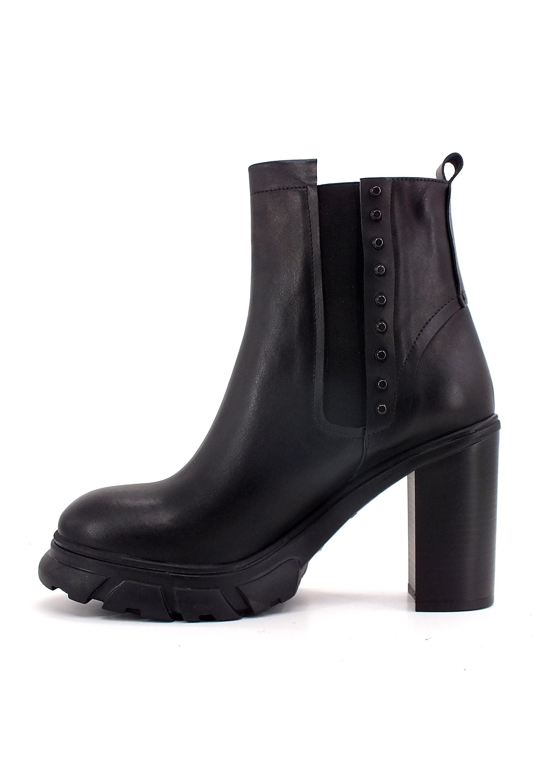 CAFENOIR Stivaletto Tacco Largo Borchiette Donna Nero HA1240 - Sandrini Calzature e Abbigliamento
