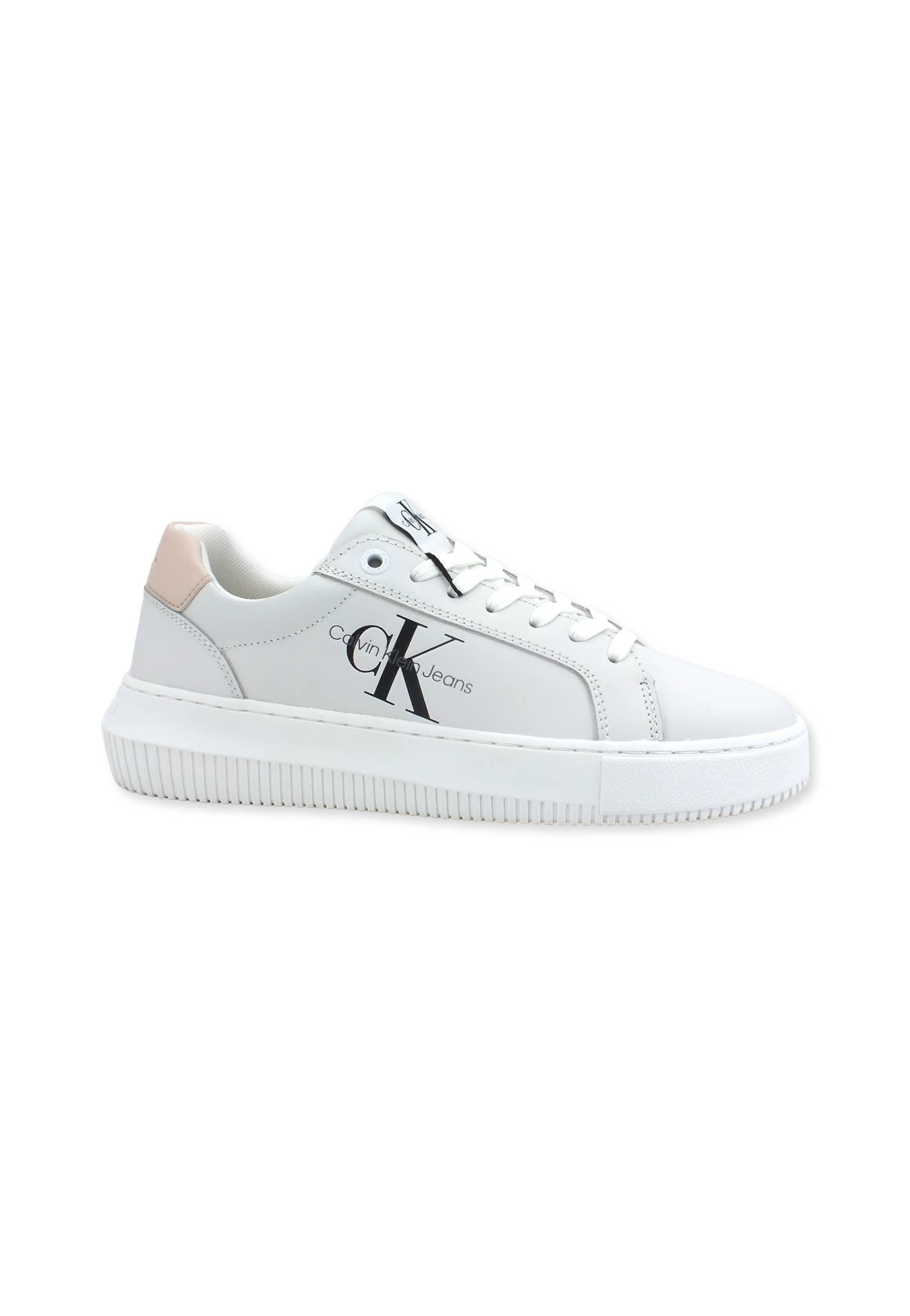 CALVIN KLEIN Chunky Cupsole Sneaker Donna White Peach YW0YW00823 - Sandrini Calzature e Abbigliamento