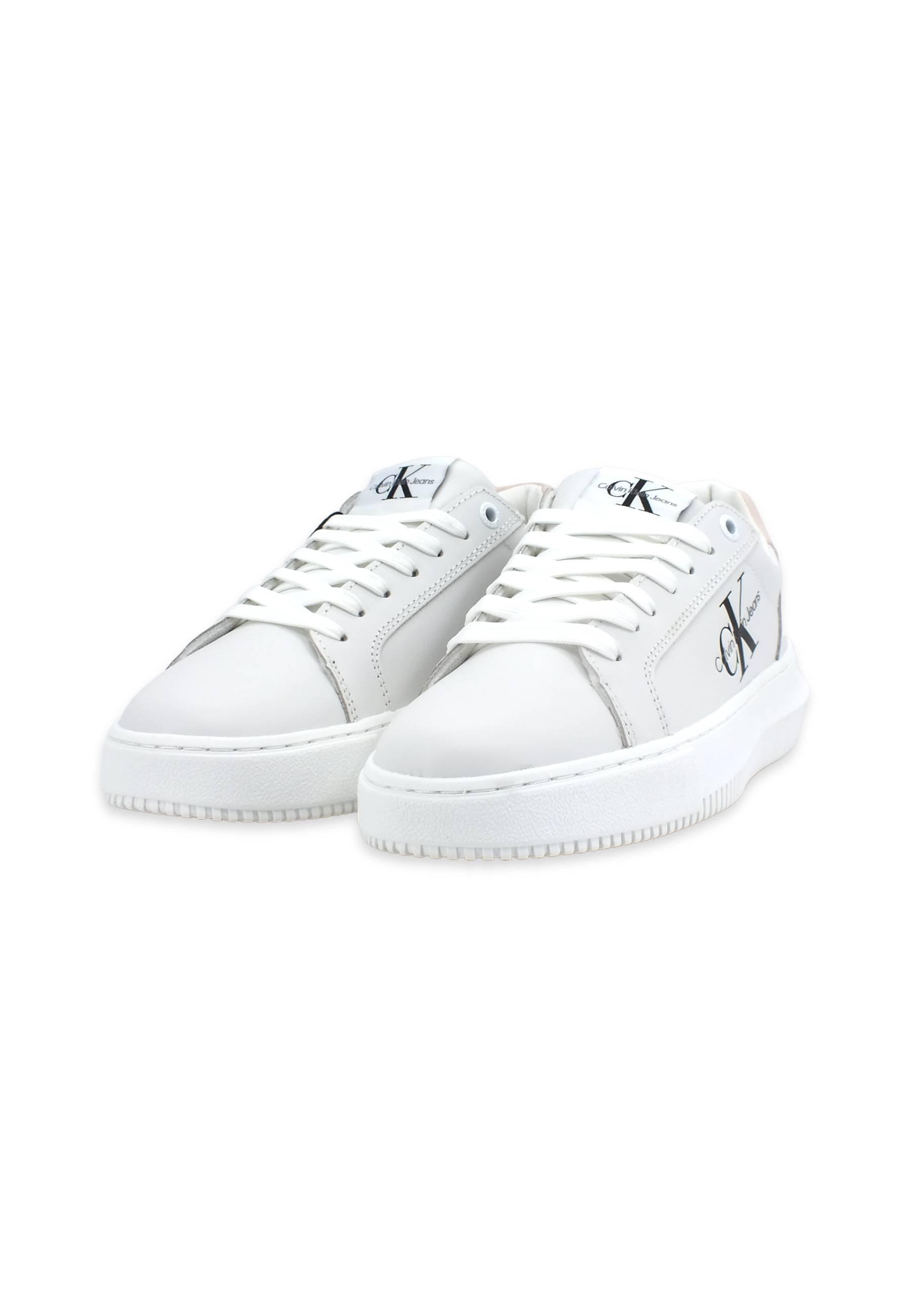 CALVIN KLEIN Chunky Cupsole Sneaker Donna White Peach YW0YW00823 - Sandrini Calzature e Abbigliamento