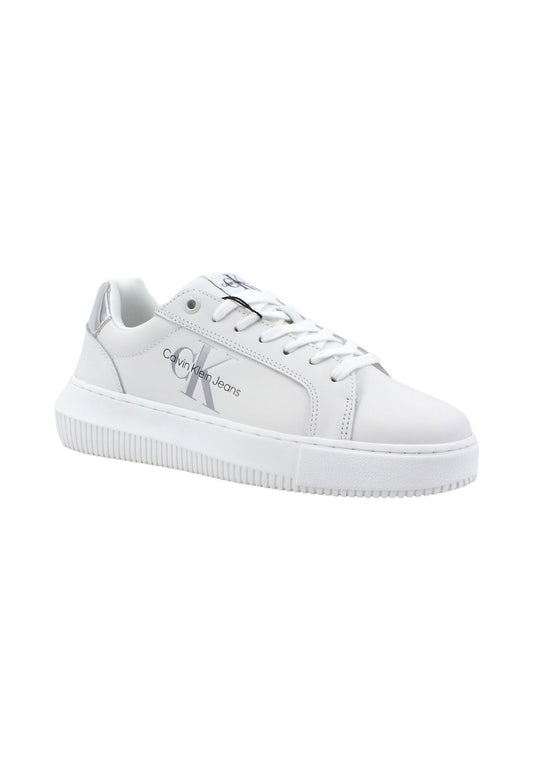 CALVIN KLEIN Chunky Cupsole Sneaker Donna White Silver YW0YW01224 - Sandrini Calzature e Abbigliamento
