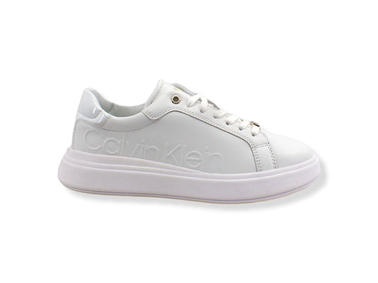 CALVIN KLEIN Cupsole Lace Up Logo Sneaker Donna Triple White HW0HW00768 - Sandrini Calzature e Abbigliamento