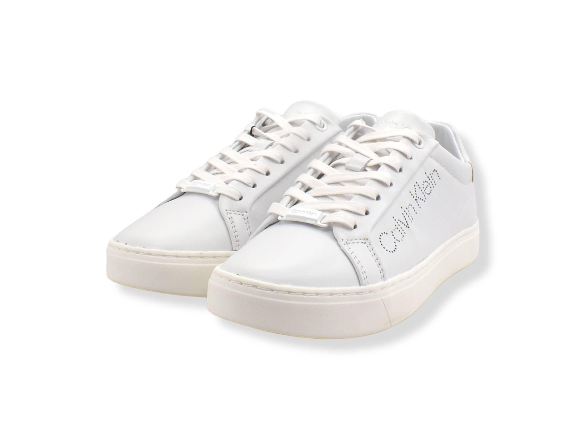 CALVIN KLEIN Gend Neut Lace Up Logo Sneaker Donna White HW0HW00768 - Sandrini Calzature e Abbigliamento