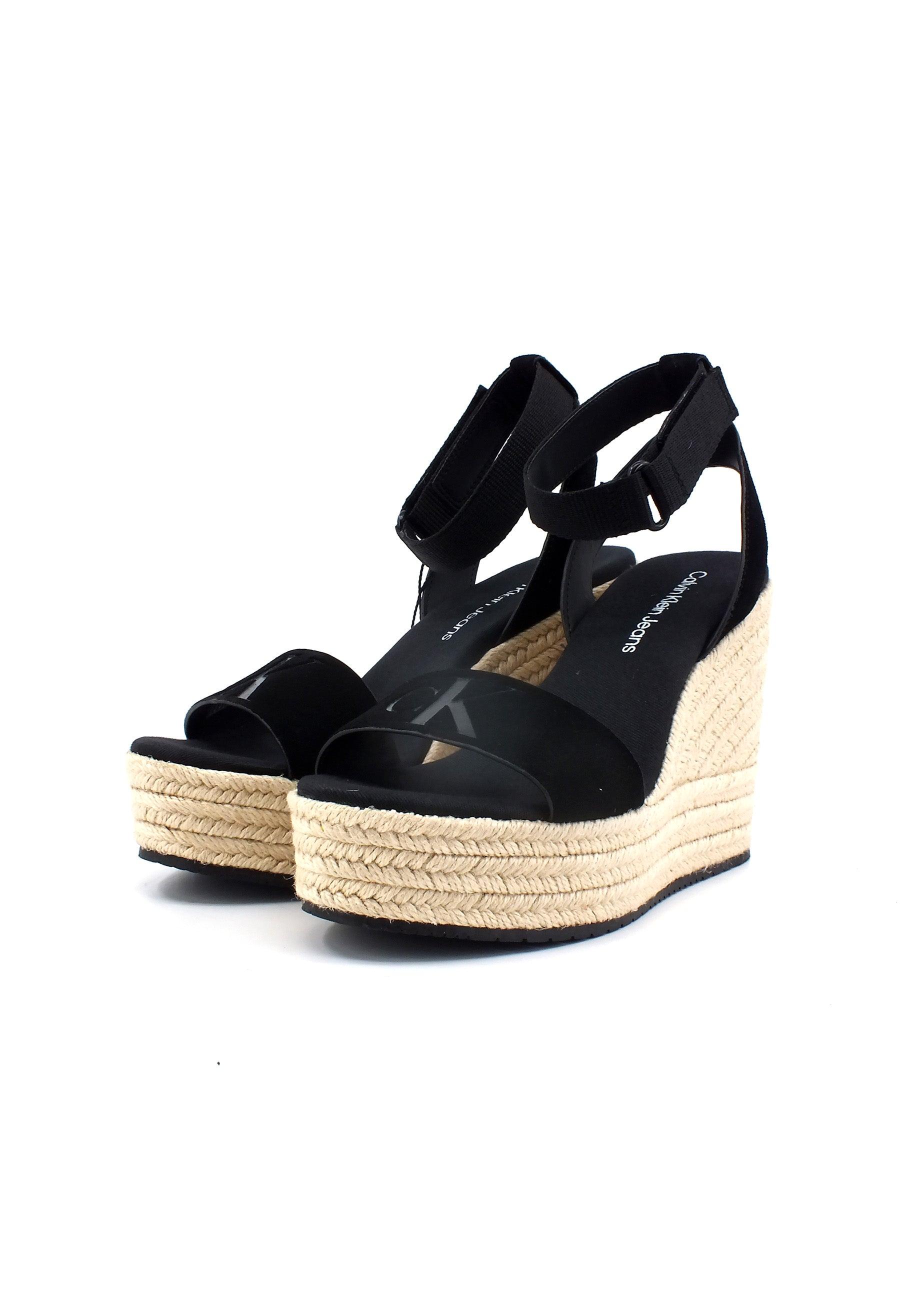 CALVIN KLEIN Sandalo Zeppa Donna Black YW0YW01026 - Sandrini Calzature e Abbigliamento
