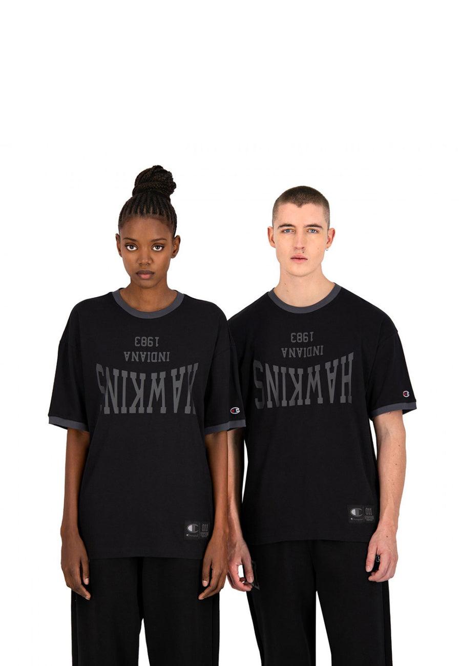 CHAMPION x STRANGER THINGS T-Shirt Hawkins 1983 Nero 217756 - Sandrini Calzature e Abbigliamento