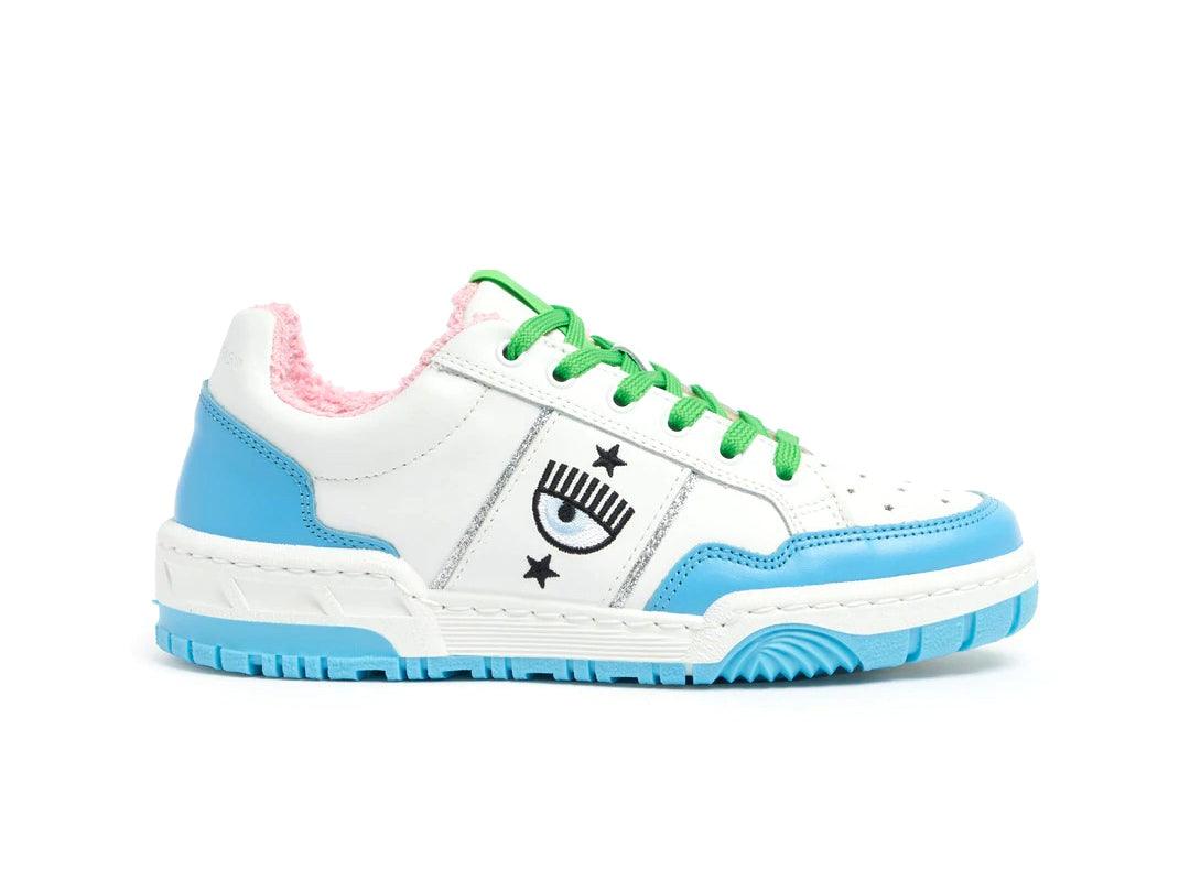 CHIARA FERRAGNI CF-1 Sneaker Donna Logo Eyelike White Blue CF2901-032 - Sandrini Calzature e Abbigliamento