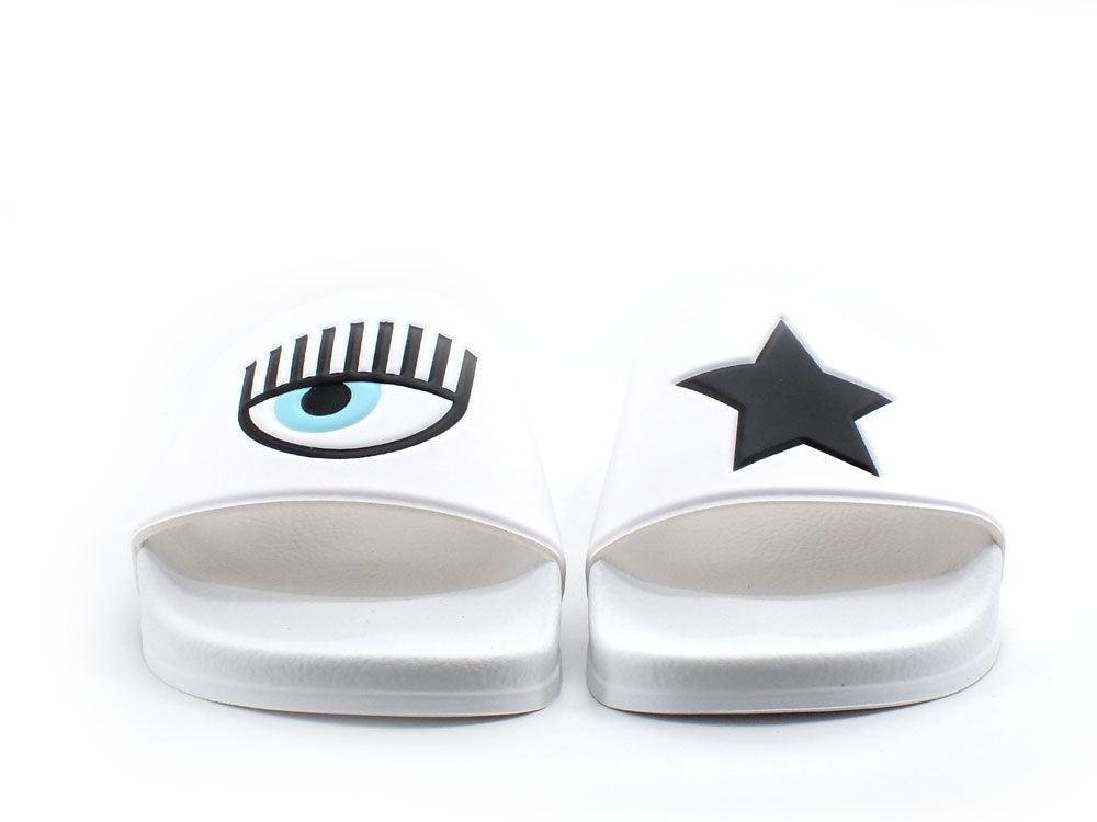 CHIARA FERRAGNI Ciabatta Slipper Eyelike Rubber Bianco White CF2955-009 - Sandrini Calzature e Abbigliamento