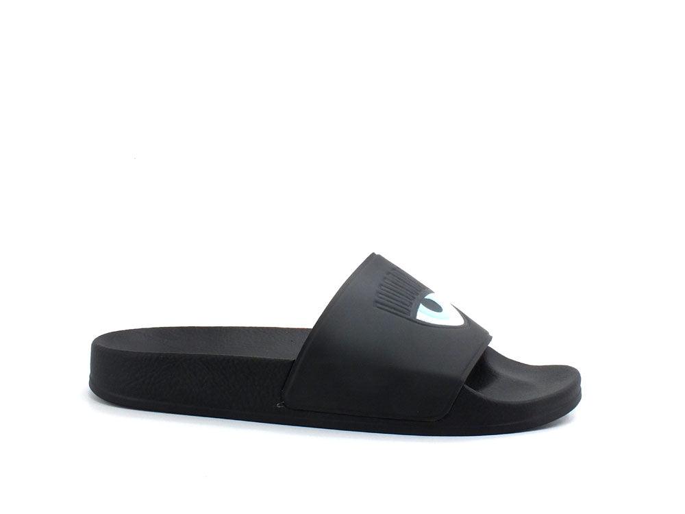 CHIARA FERRAGNI Ciabatta Slipper Eyelike Rubber Black CF2955-001 - Sandrini Calzature e Abbigliamento