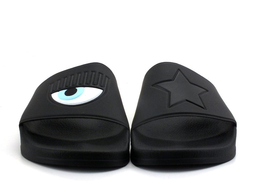 CHIARA FERRAGNI Ciabatta Slipper Eyelike Rubber Black CF2955-001 - Sandrini Calzature e Abbigliamento