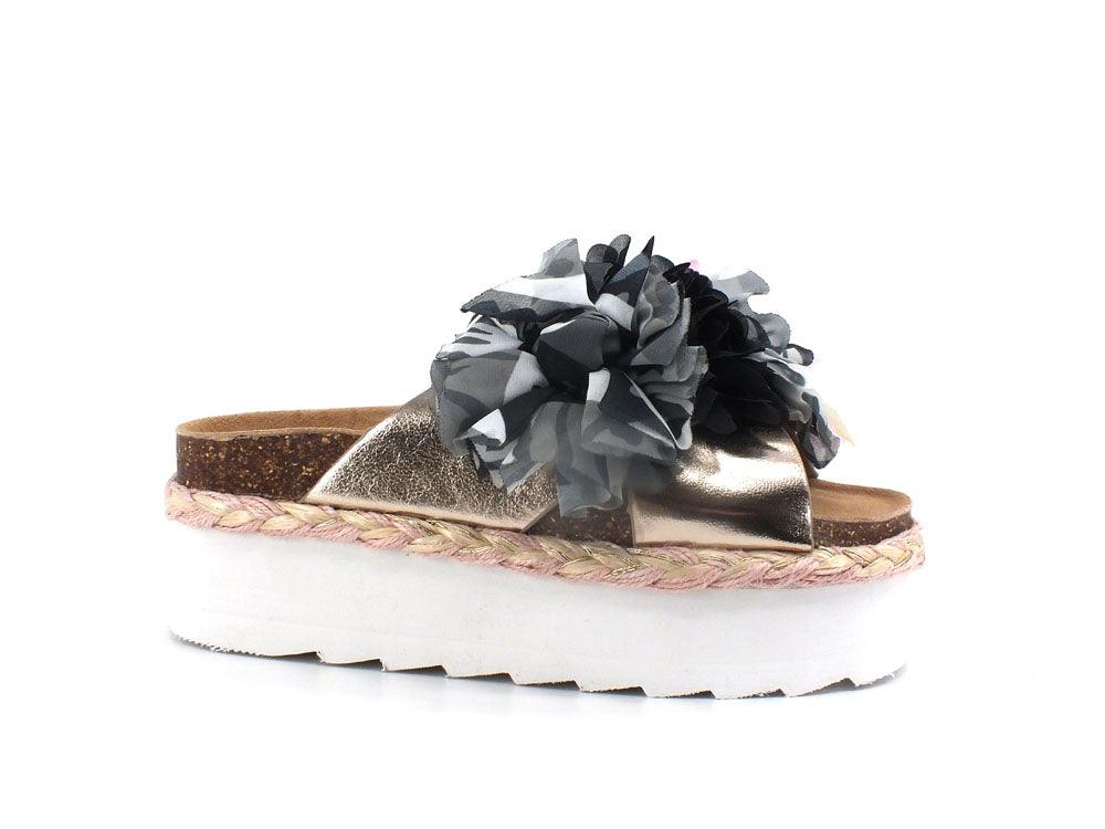COLORS OF CALIFORNA Ciabatta Platform Fiori Grigio Gun - Sandrini Calzature e Abbigliamento