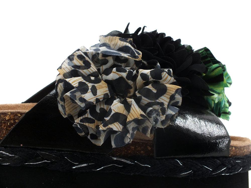 COLORS OF CALIFORNA Ciabatta Platform Fiori Leo Nero - Sandrini Calzature e Abbigliamento