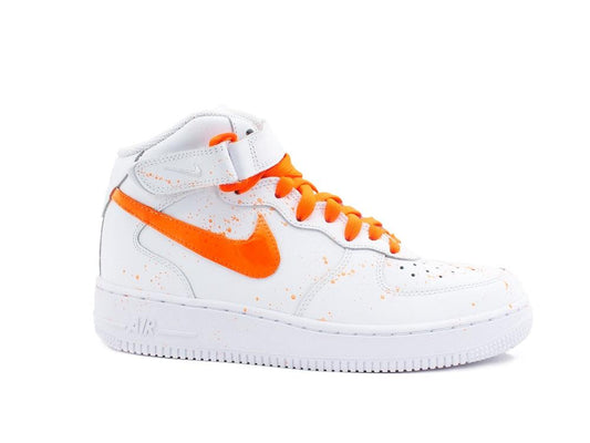 CUSTOM / NIKE Air Force 1 Mid (GS) Sneaker AF1 White Orange 314195 113 - Sandrini Calzature e Abbigliamento