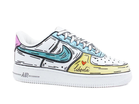 CUSTOM / NIKE Air Force 1 Sneaker AF1 Cartoon Comics White Multicolor 315115-112 - Sandrini Calzature e Abbigliamento