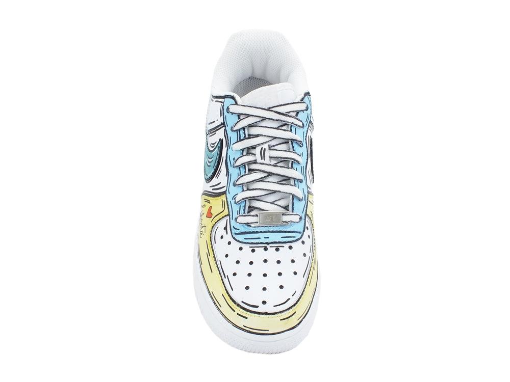 CUSTOM / NIKE Air Force 1 Sneaker AF1 Cartoon Comics White Multicolor 315115-112 - Sandrini Calzature e Abbigliamento
