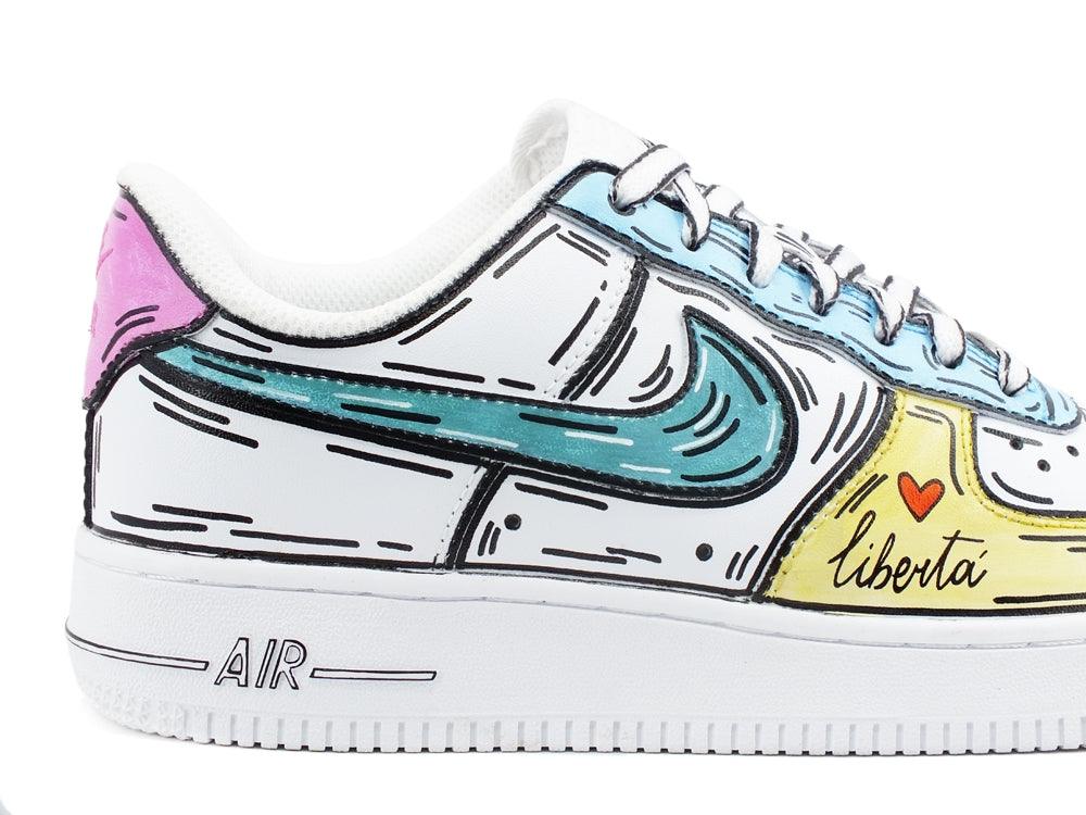 CUSTOM / NIKE Air Force 1 Sneaker AF1 Cartoon Comics White Multicolor 315115-112 - Sandrini Calzature e Abbigliamento