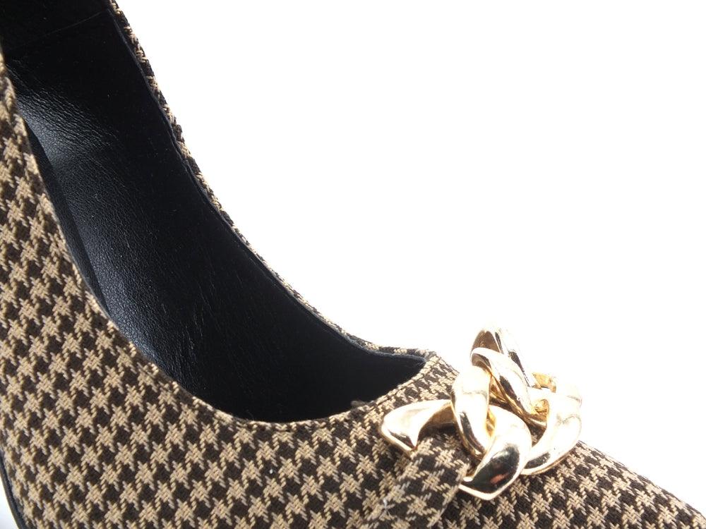DIVINE FOLLIE Dècolletè Pied De Poule Catena Nero Camel 521 - Sandrini Calzature e Abbigliamento