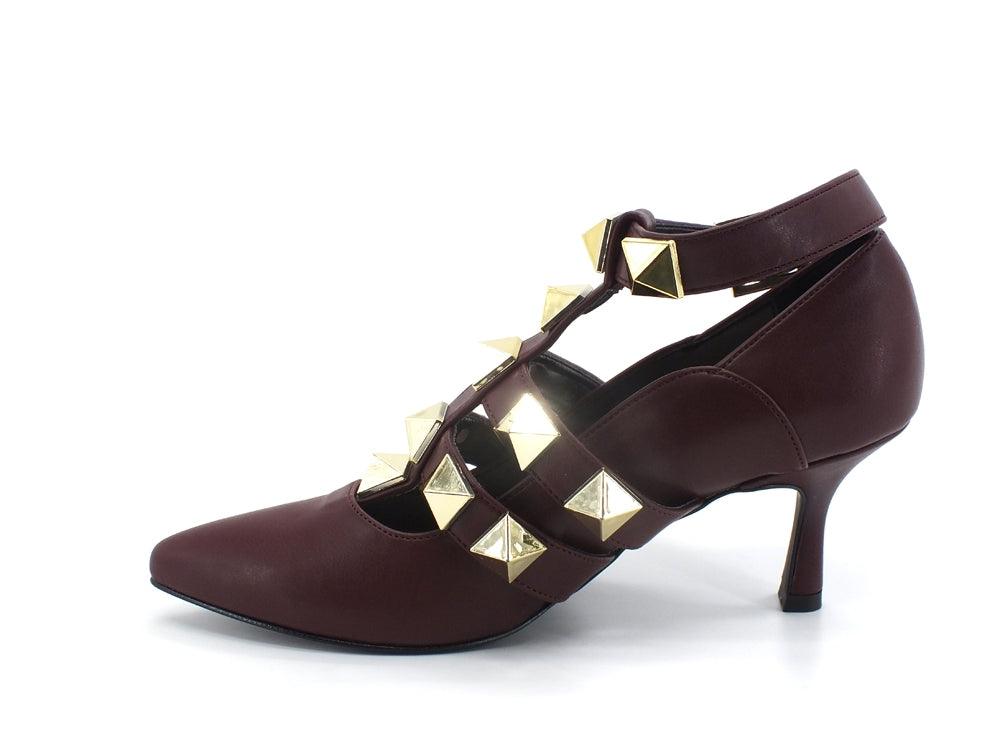 DIVINE FOLLIE Décolleté Tacco Borchie Bordeaux 2002 - Sandrini Calzature e Abbigliamento