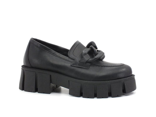 DIVINE FOLLIE Mocassino Carrarmato Catena Black DF2150 - Sandrini Calzature e Abbigliamento
