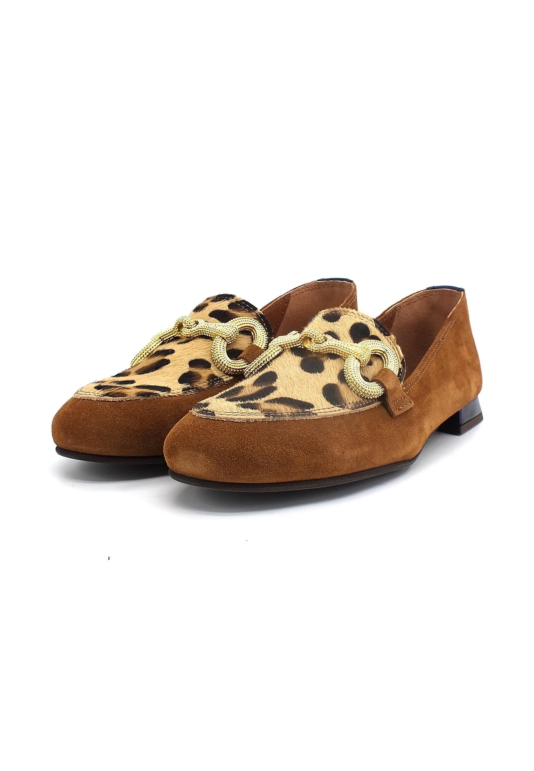 DIVINE FOLLIE Mocassino Donna Cuoio Leo Blu 175-15F - Sandrini Calzature e Abbigliamento